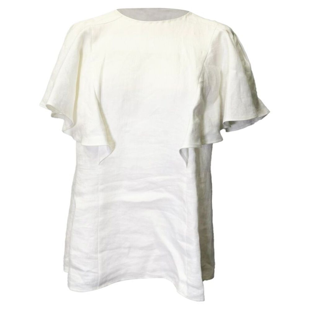 Chloé Ruffle Blouse in White Linen